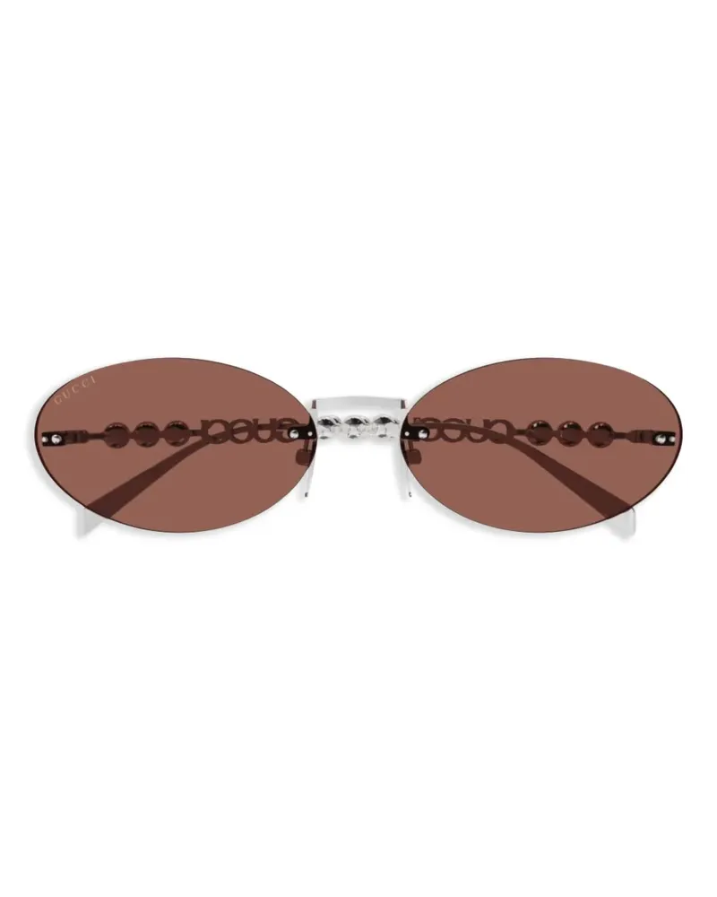 Gucci Ovale Sonnenbrille - Silber Silber