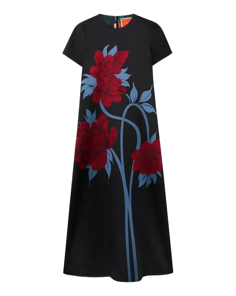 La DoubleJ Kleid aus Peonies-Jacquard - Schwarz Schwarz