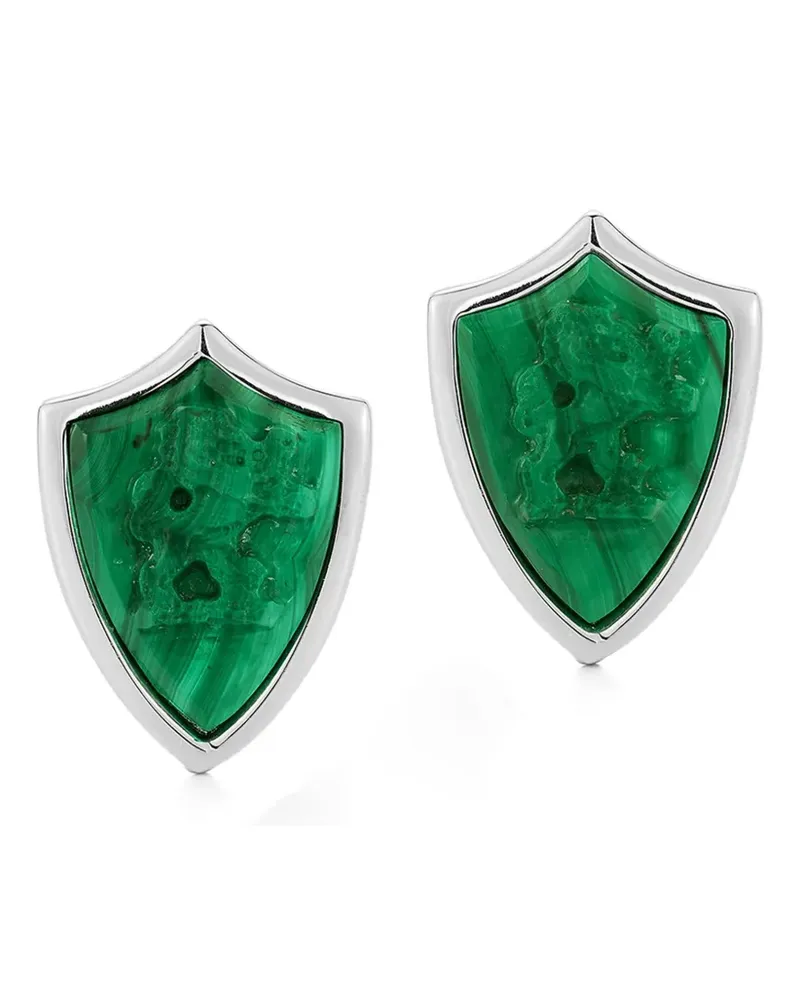 MATEO Manschettenknöpfe mit Malachit-Schild - Silber Silber