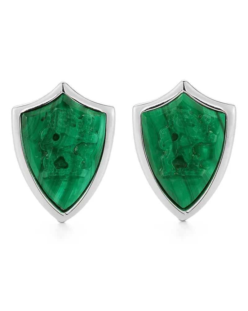 MATEO Manschettenknöpfe mit Malachit-Schild - Silber Silber