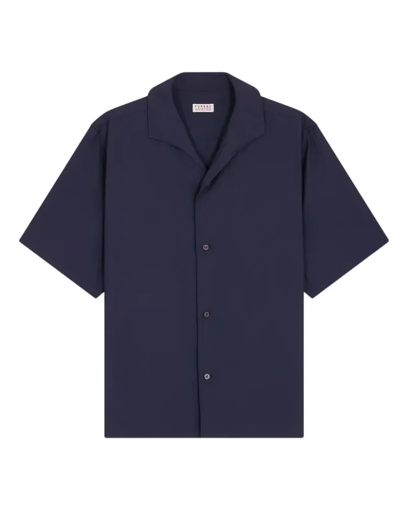 FURSAC Hemd mit Cuban-Kragen - Blau Blau
