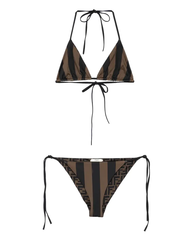 Fendi patterned reversible bikini - Braun Braun