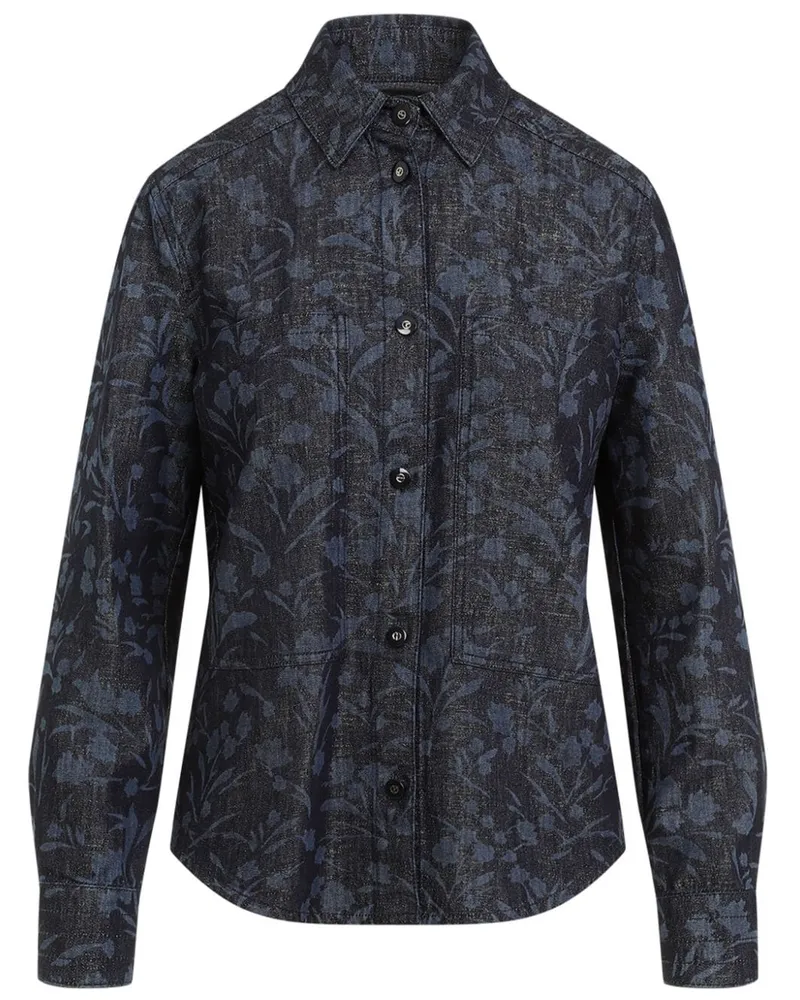 Giorgio Armani Jeanshemd mit Blumen-Print - Schwarz Schwarz
