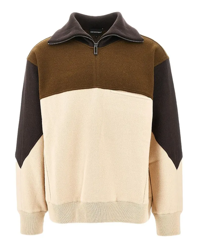 Emporio Armani Sweatshirt in Colour-Block-Optik - Nude Nude