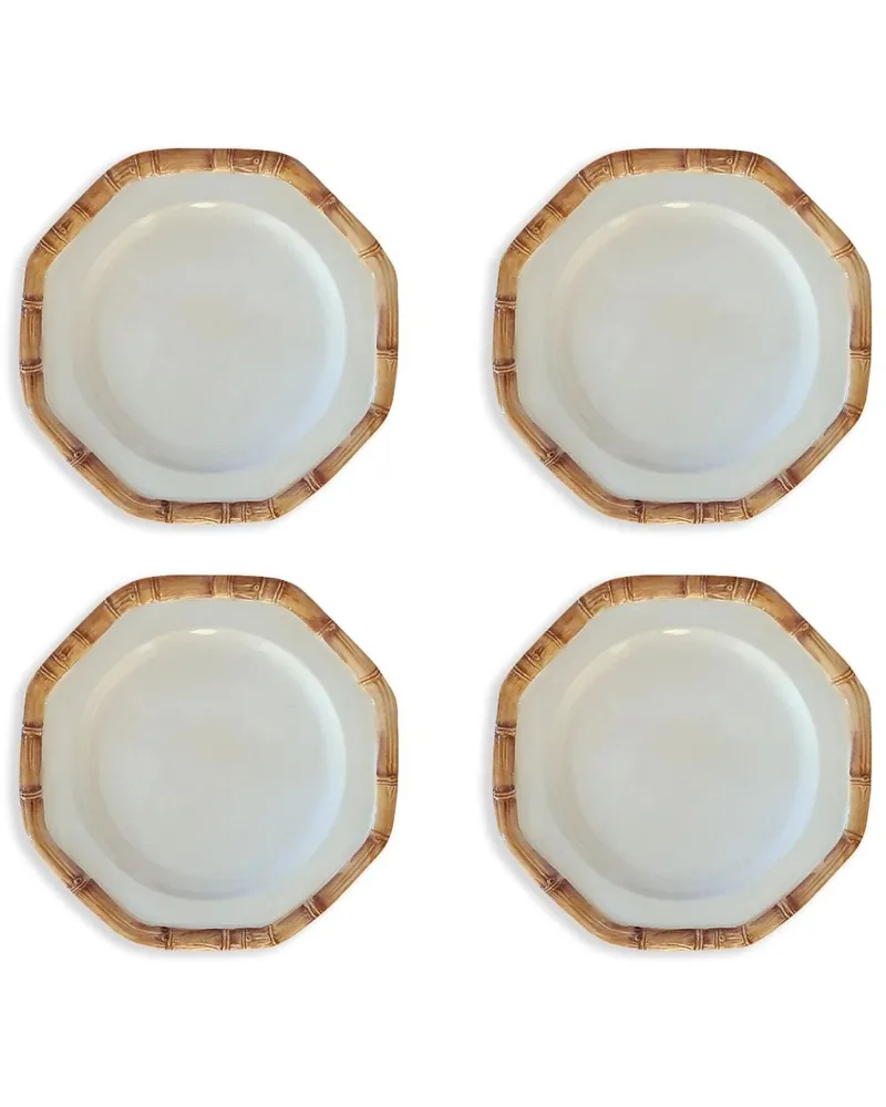 Les-Ottomans Set aus vier Bamboo Desserttellern Weiß