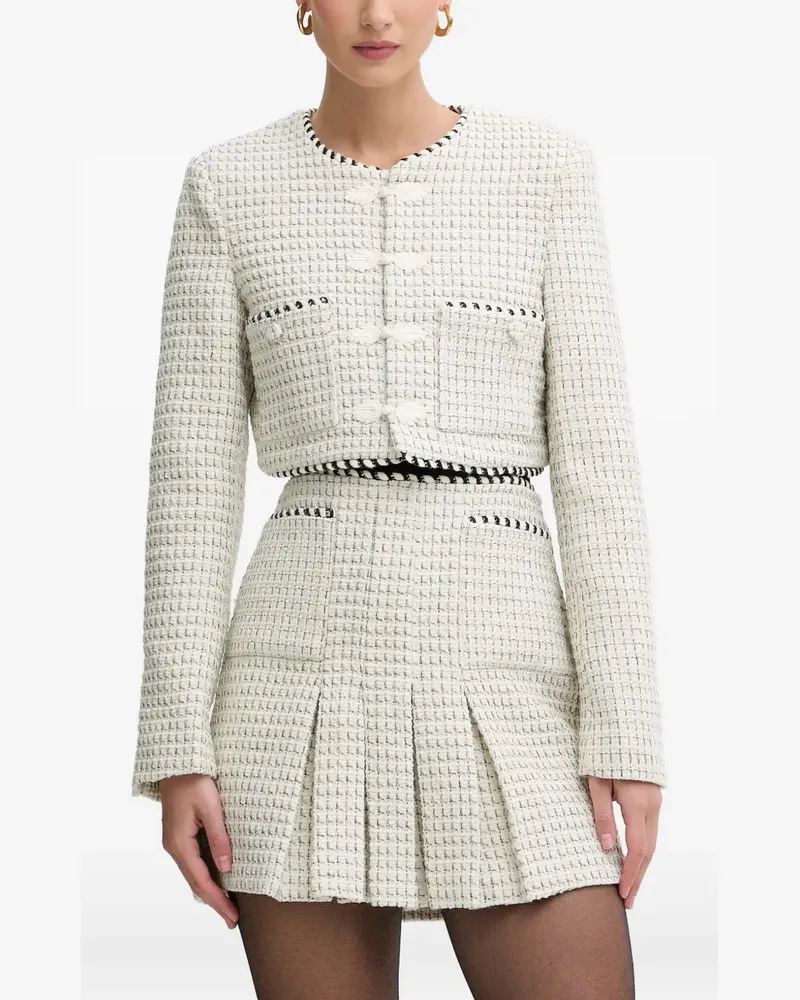 Bardot Florine Cropped-Jacke mit Webmuster - Weiß Weiß