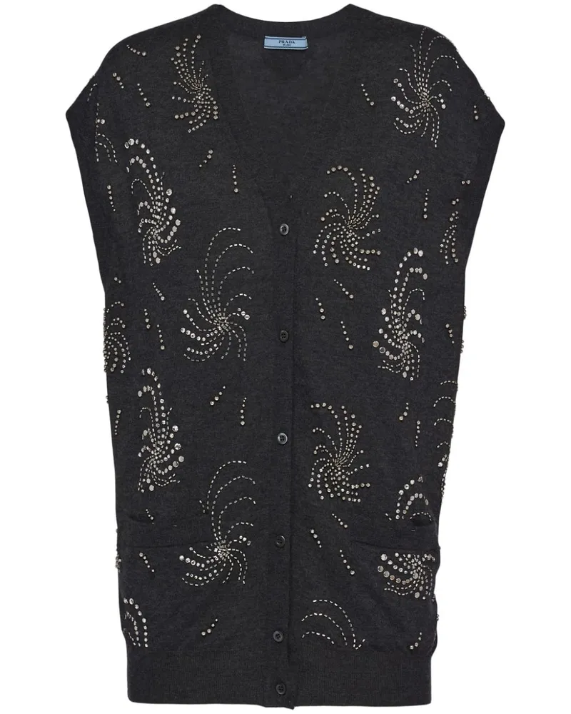 Prada Verzierter Kaschmirpullunder - Grau Grau