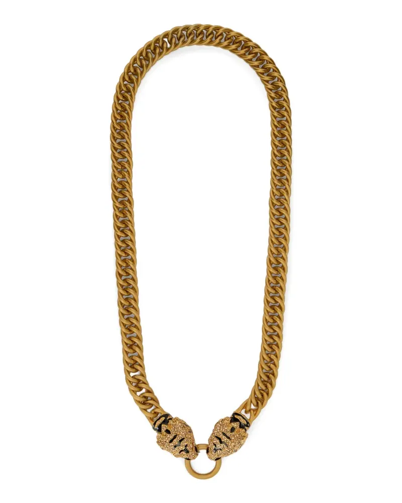 Roberto Cavalli Roar tiger-head chain necklace - Gold Gold