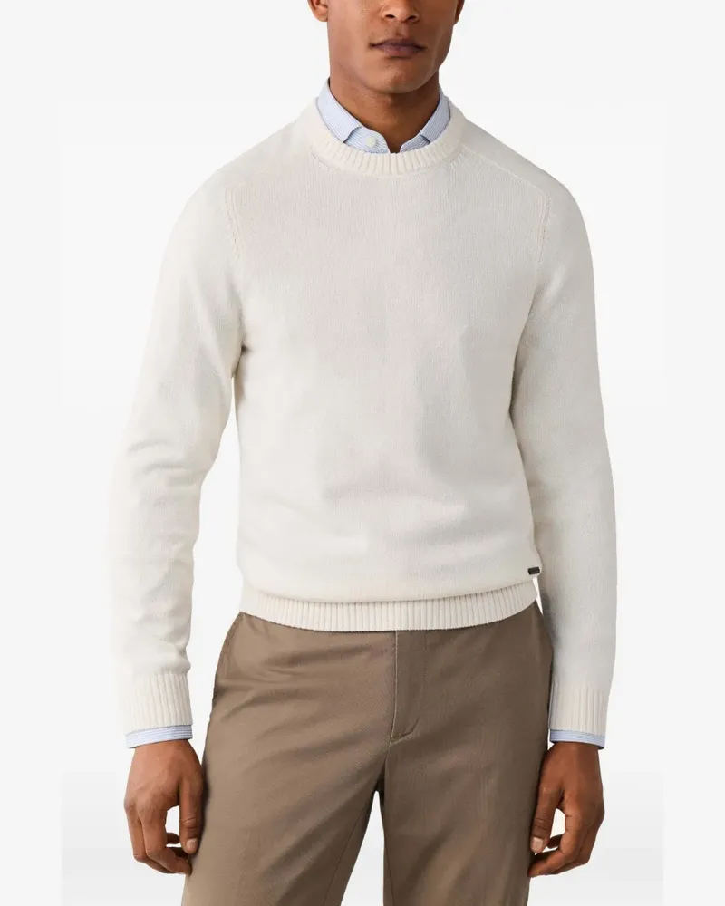 Hackett Saddle Crew Pullover - Weiß Weiß