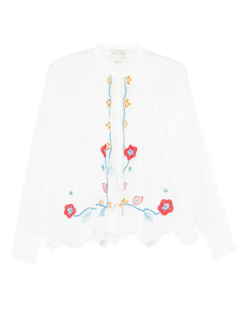forte_forte Hemd mit Blumenstickerei - Weiß Weiß