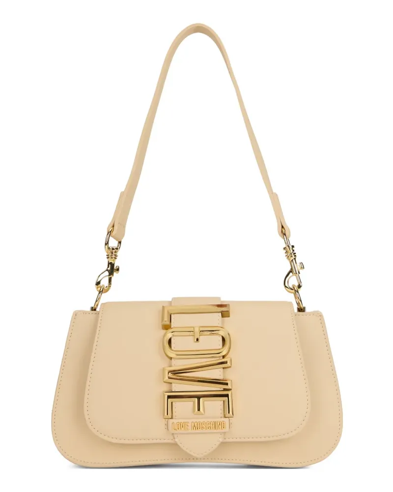 Moschino Schultertasche mit Logo-Schild - Nude Nude