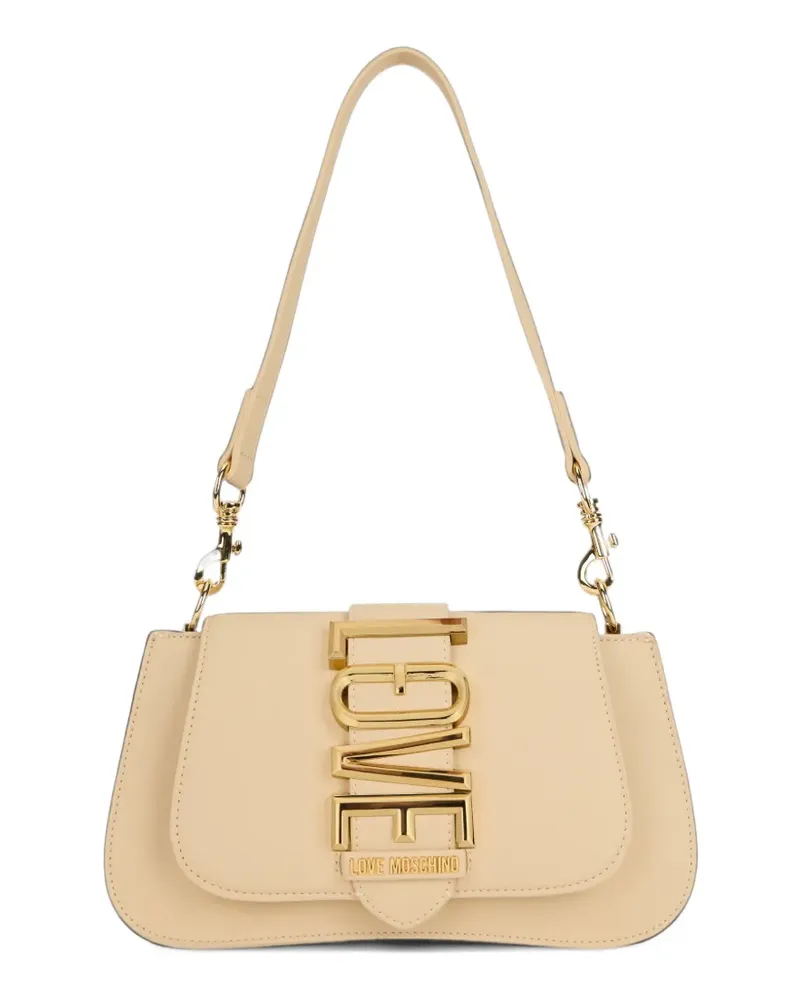 Moschino Schultertasche mit Logo-Schild - Nude Nude