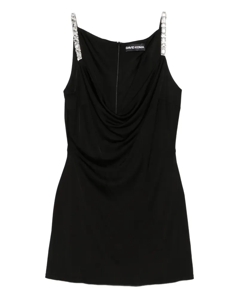 David Koma crystal-embellished cowl-neck dress - Schwarz Schwarz