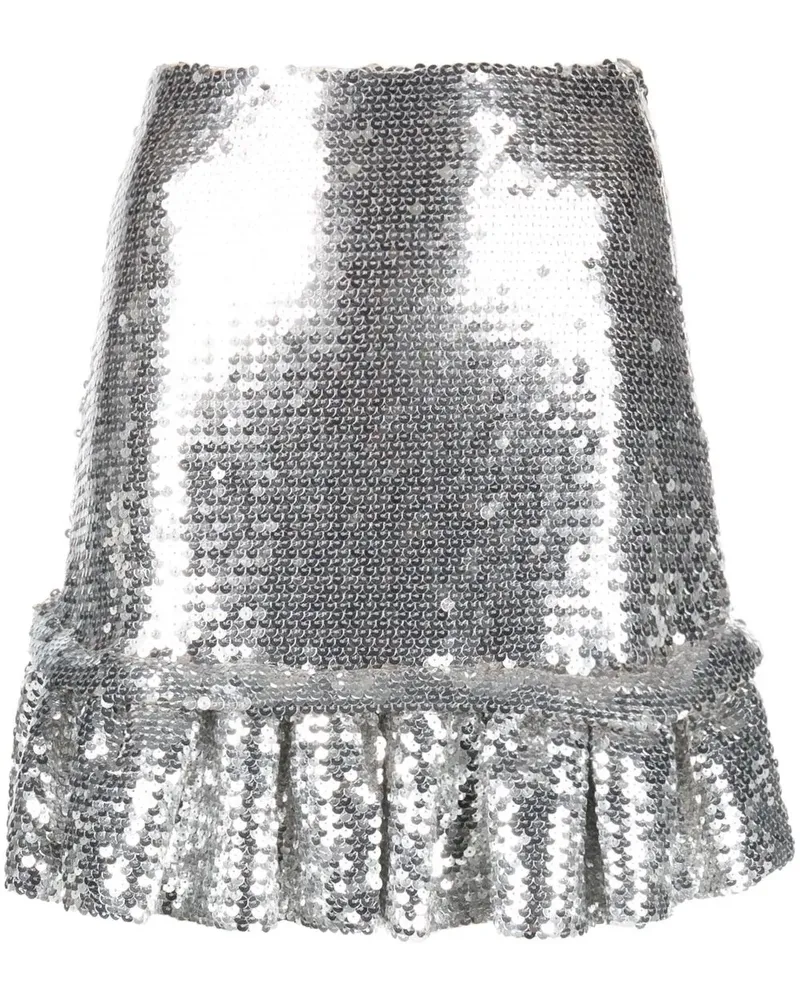 Paco Rabanne Paillettenrock mit Falten - Silber Silber
