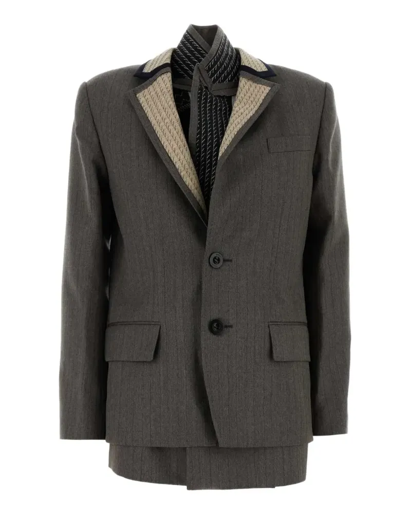 Sacai Jacke mit Fischgrätenmuster - Braun Braun