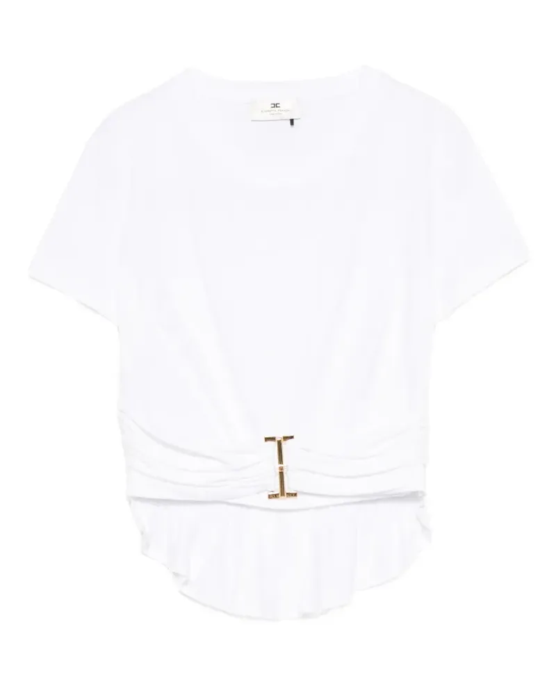 Elisabetta Franchi ruched-waist cotton T-shirt - Weiß Weiß