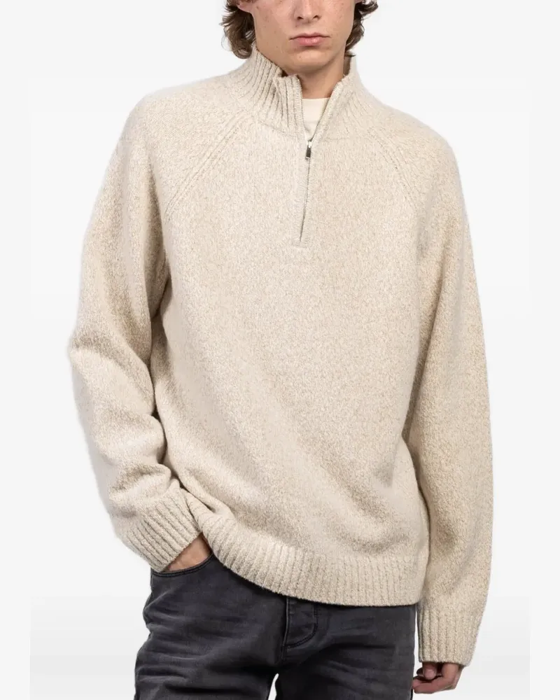 Theory zip-collar sweater - Nude Nude