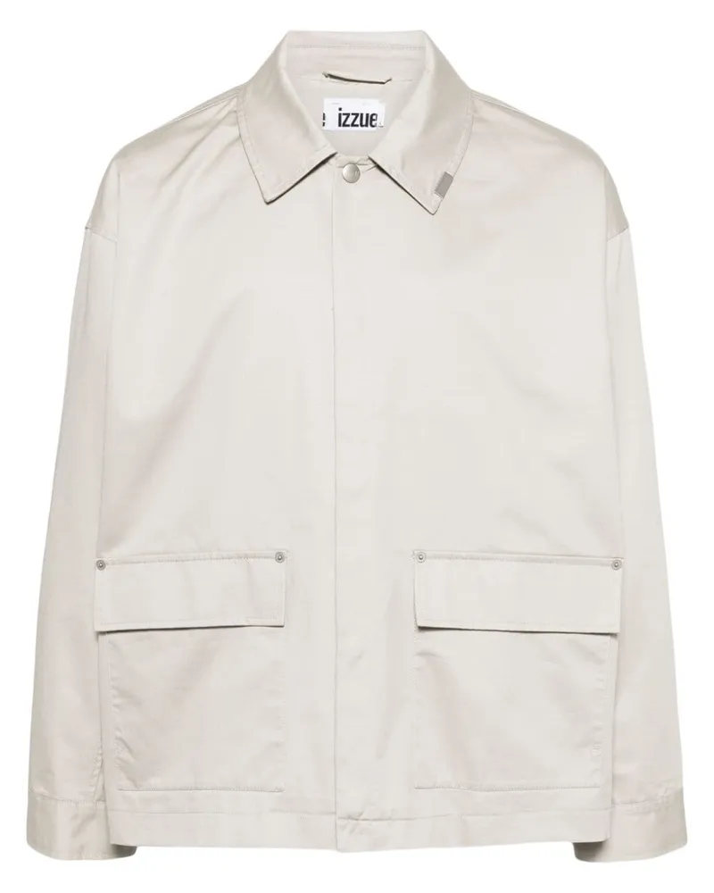 Izzue Gabardine-Hemdjacke mit Foto-Print - Nude Nude