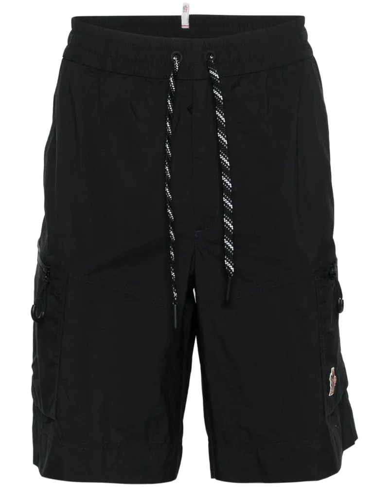 Moncler Kordelzug-Shorts mit Logo-Applikation - Schwarz Schwarz