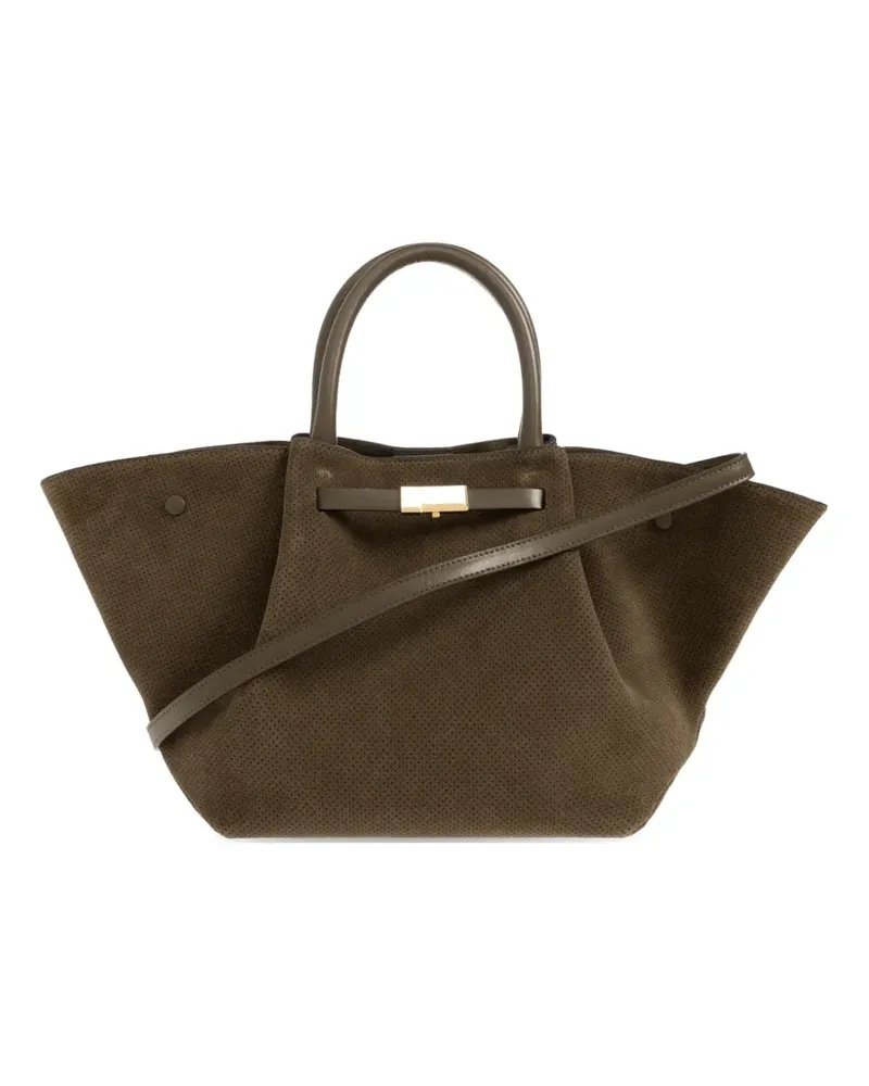 DeMELLIER midi New York perforated suede tote bag - Grün Grün