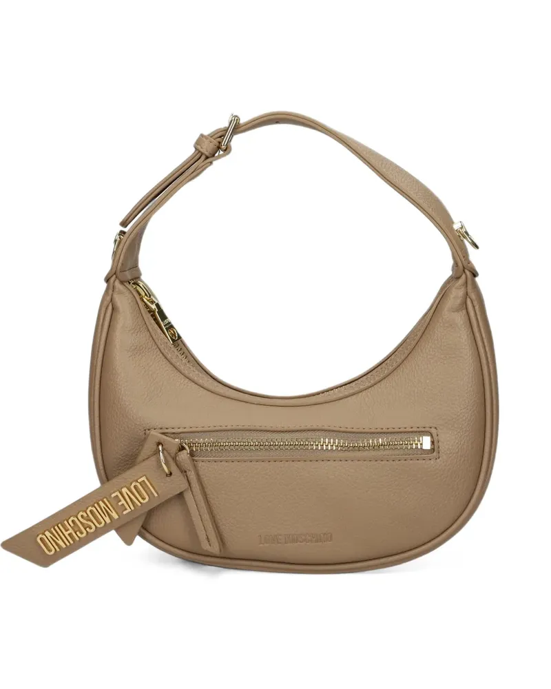 Moschino Schultertasche mit Logo-Schild - Nude Nude