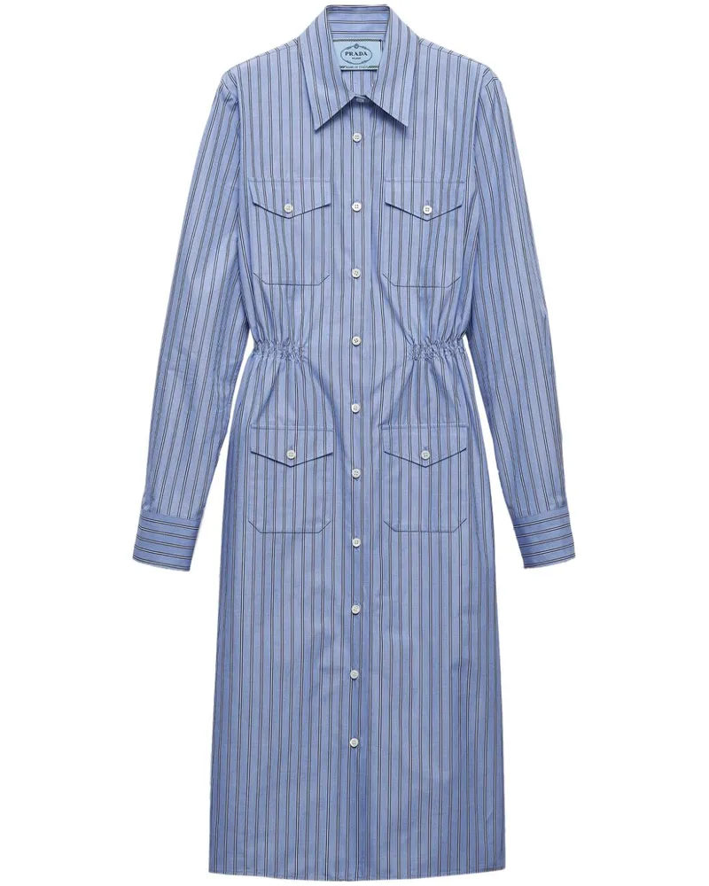 Prada Gestreiftes Hemdkleid - Blau Blau