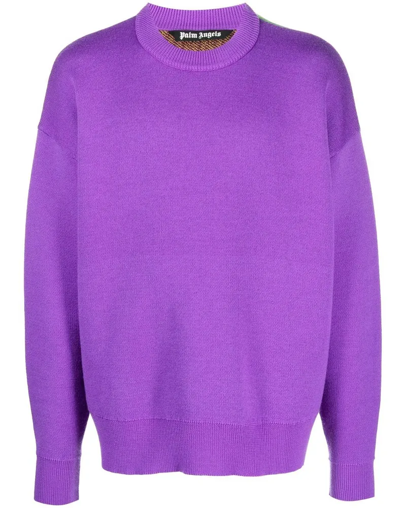 Palm Angels Gestrickter Pullover mit Palme - Violett Violett