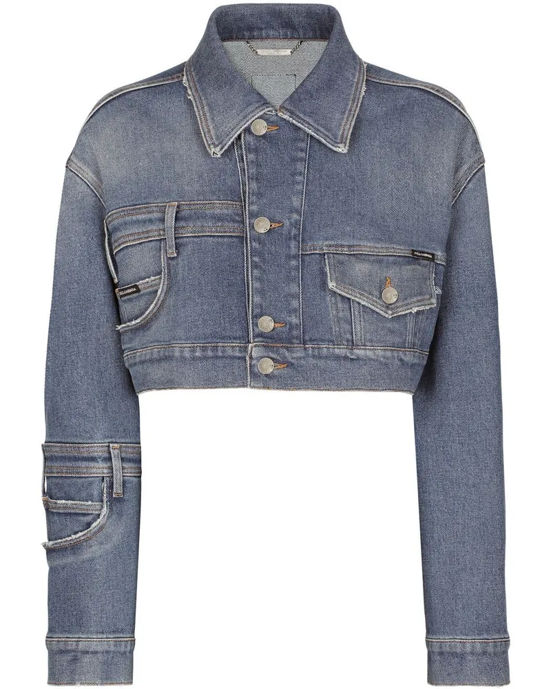 Dolce & Gabbana Cropped-Jeansjacke im Patchwork-Look - Blau Blau