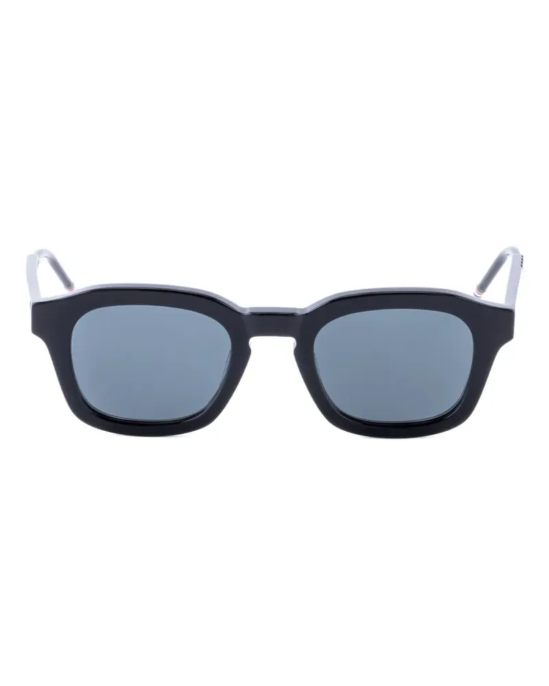 Thom Browne Sonnenbrille mit geometrischem Gestell - Schwarz Schwarz
