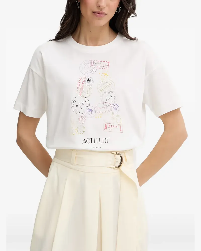 Twin-Set Actitude stamp-print T-shirt - Weiß Weiß