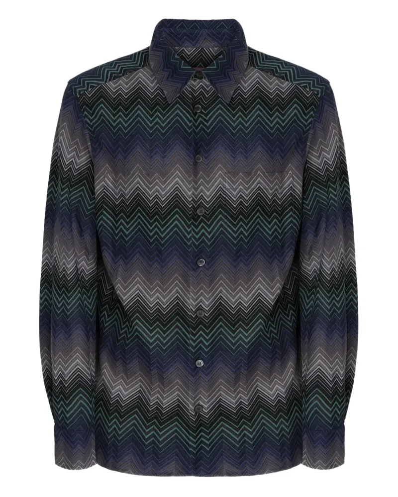 Missoni Langarmshirt mit Zickzackmuster - Blau Blau