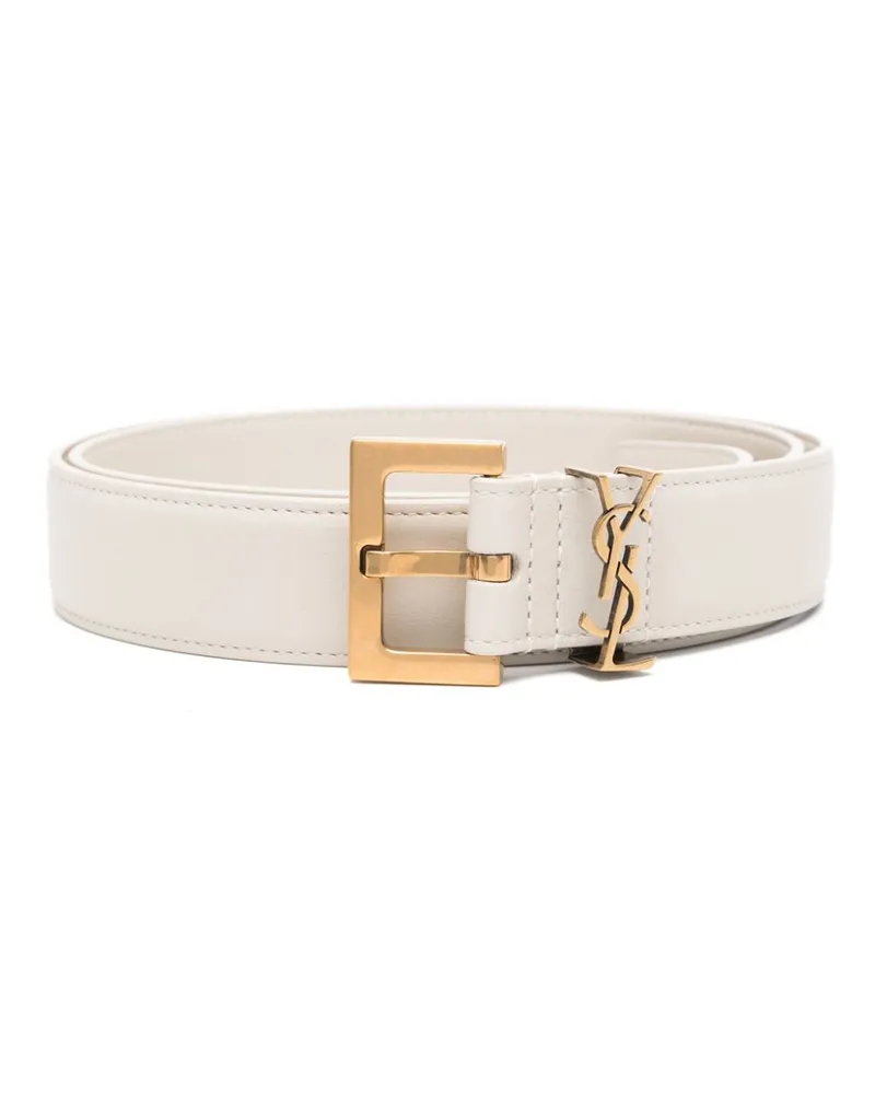 Saint Laurent Cassandre Gürtel aus Leder - Nude Nude