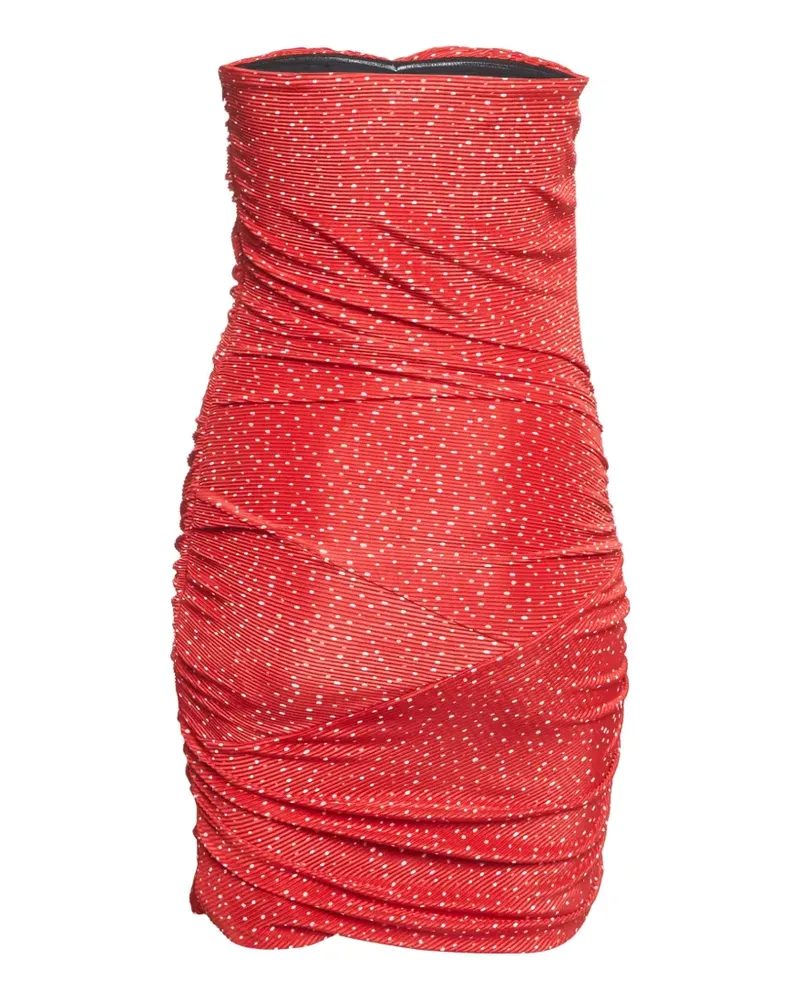 Maje Plissiertes Minikleid mit Polka Dots - Rot Rot