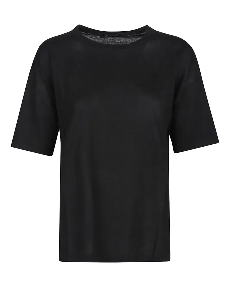 ARAGONA linen short-sleeve T-shirt - Schwarz Schwarz