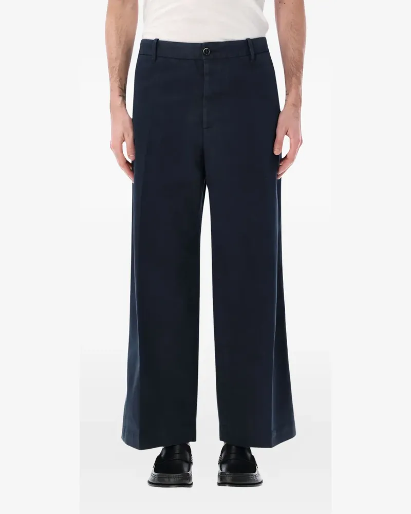 nine:inthe:morning Thiago logo-patch chino trousers - Blau Blau