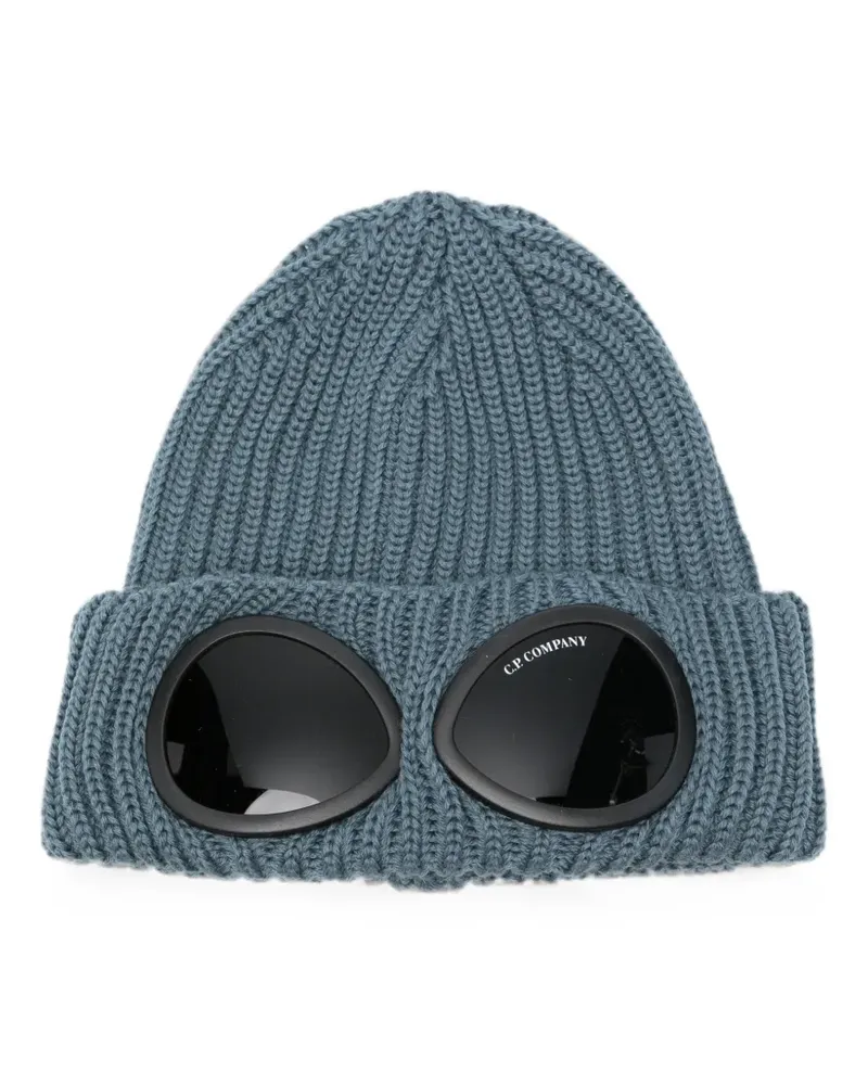 C.P. Company Goggle-detail ribbed beanie hat - Blau Blau