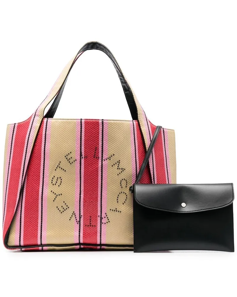 Stella McCartney Gestreifter Shopper mit Logo-Print - Nude Nude