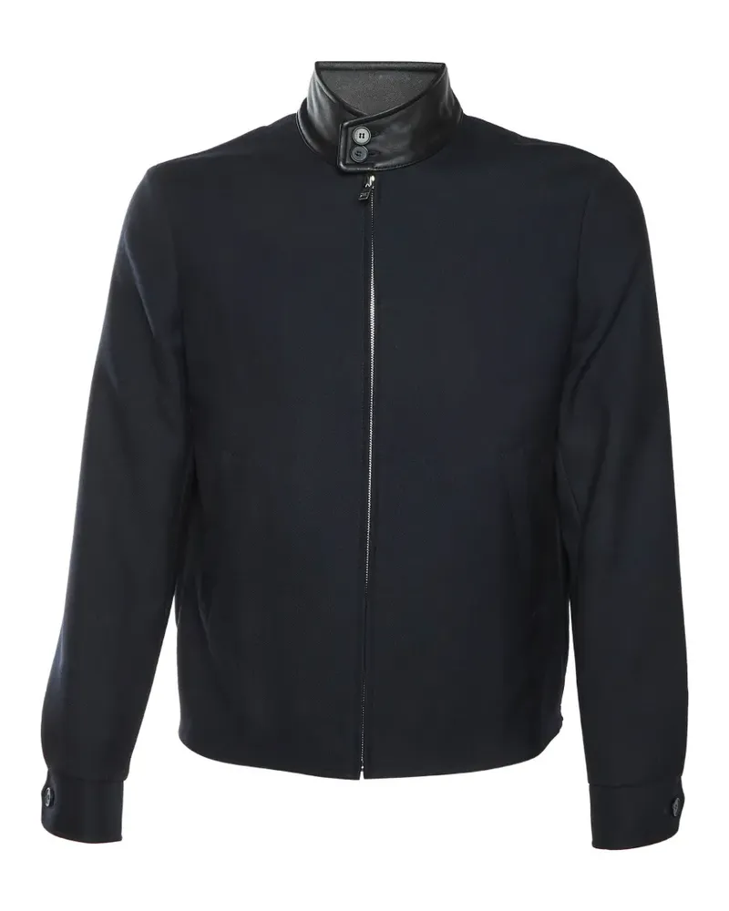 Sandro leather-collar zip-up jacket - Schwarz Schwarz