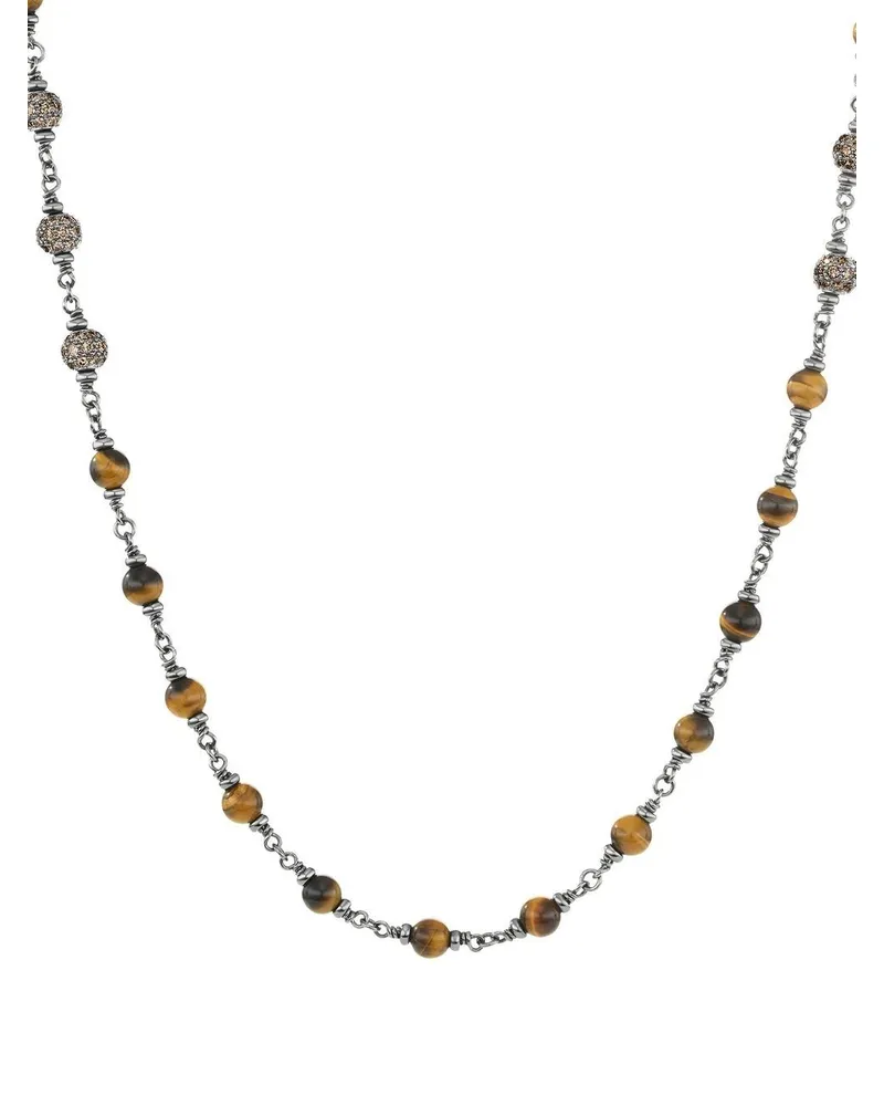 David Yurman Spiritual Beads Rosary Sterlingsilber-Halskette mit Diamant 6mm Silber