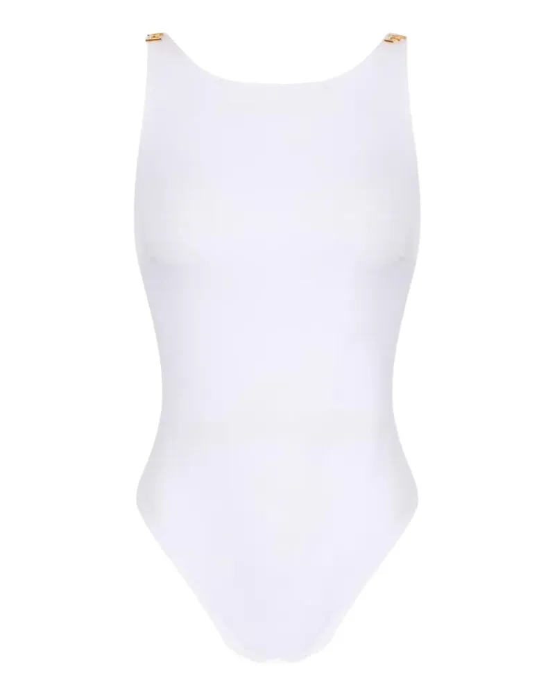 Elisabetta Franchi Body aus Krepp-Jersey mit Juwelen-Logos - Weiß Weiß