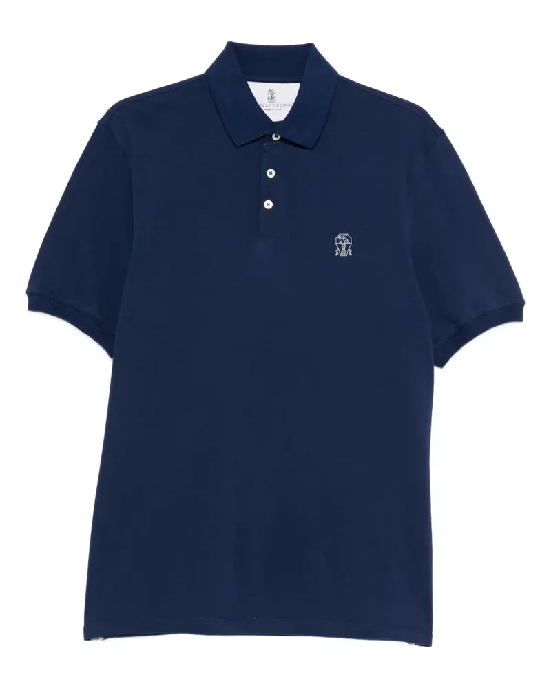 Brunello Cucinelli Poloshirt mit Stickerei - Blau Blau