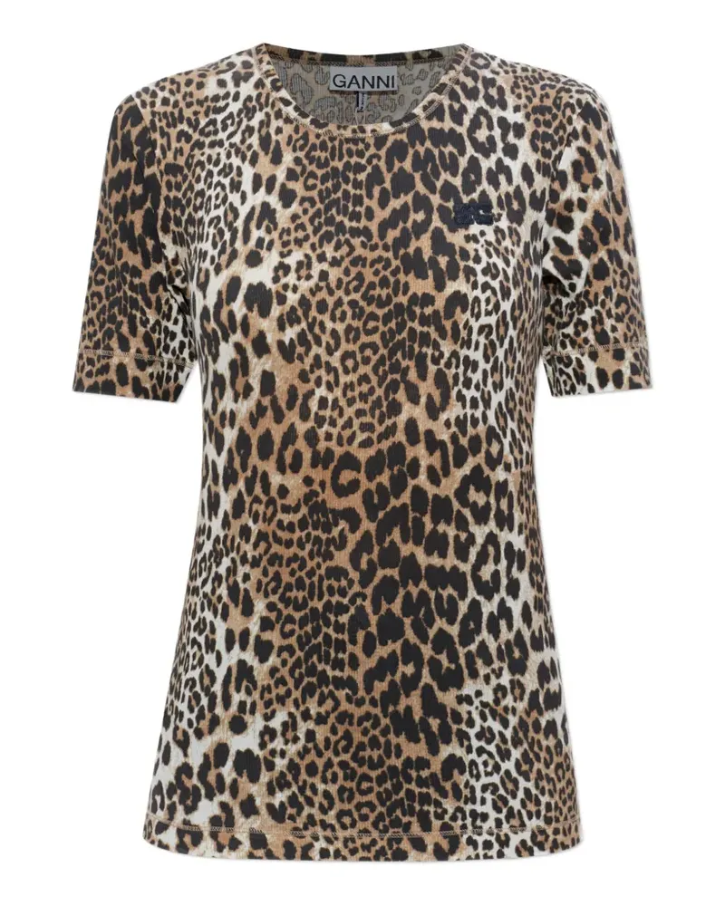 Ganni T-Shirt mit Leoparden-Print - Nude Nude