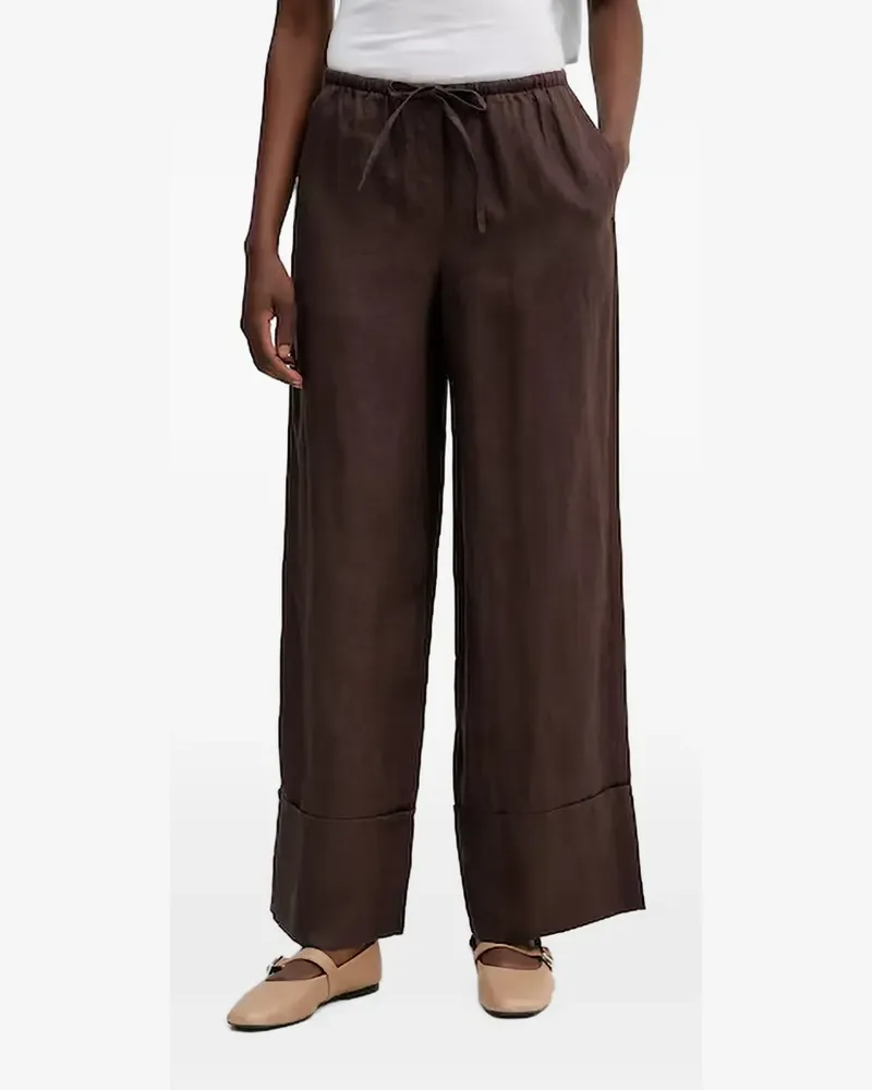 Benetton drawstring wide-leg linen trousers - Braun Braun
