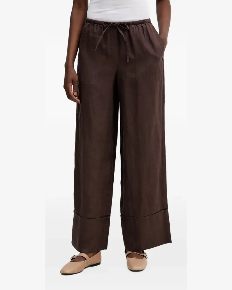 Benetton Leinenhose mit Kordelzug - Braun Braun