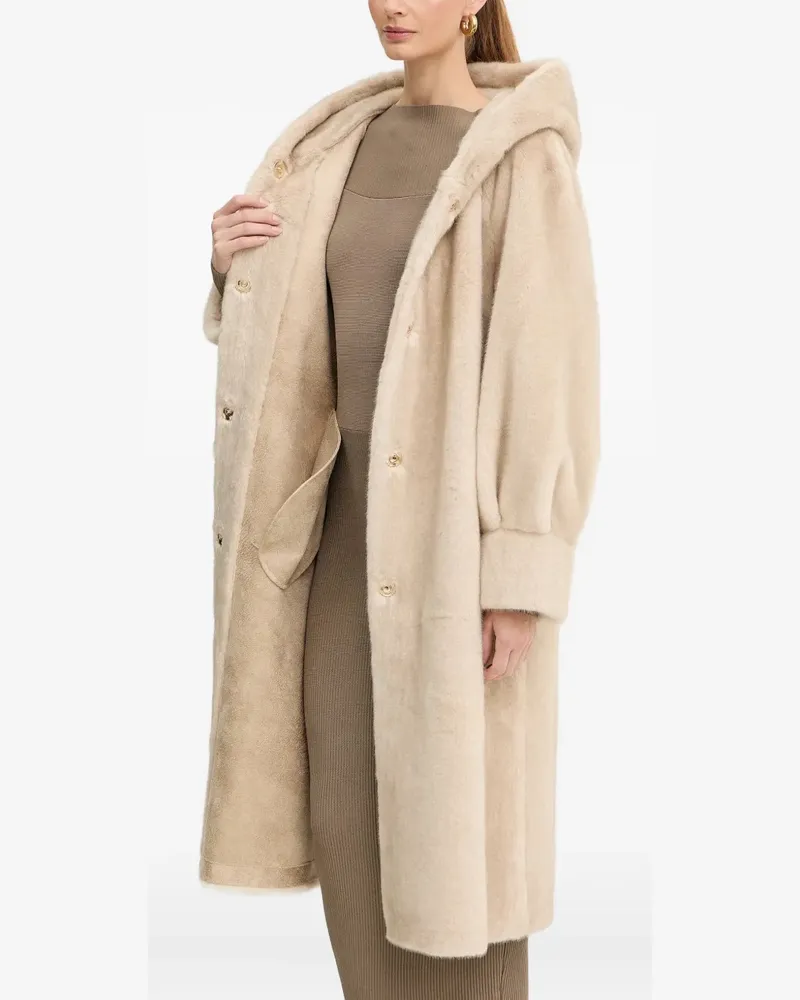 Luisa Spagnoli Savelli hooded buttoned coat - Nude Nude