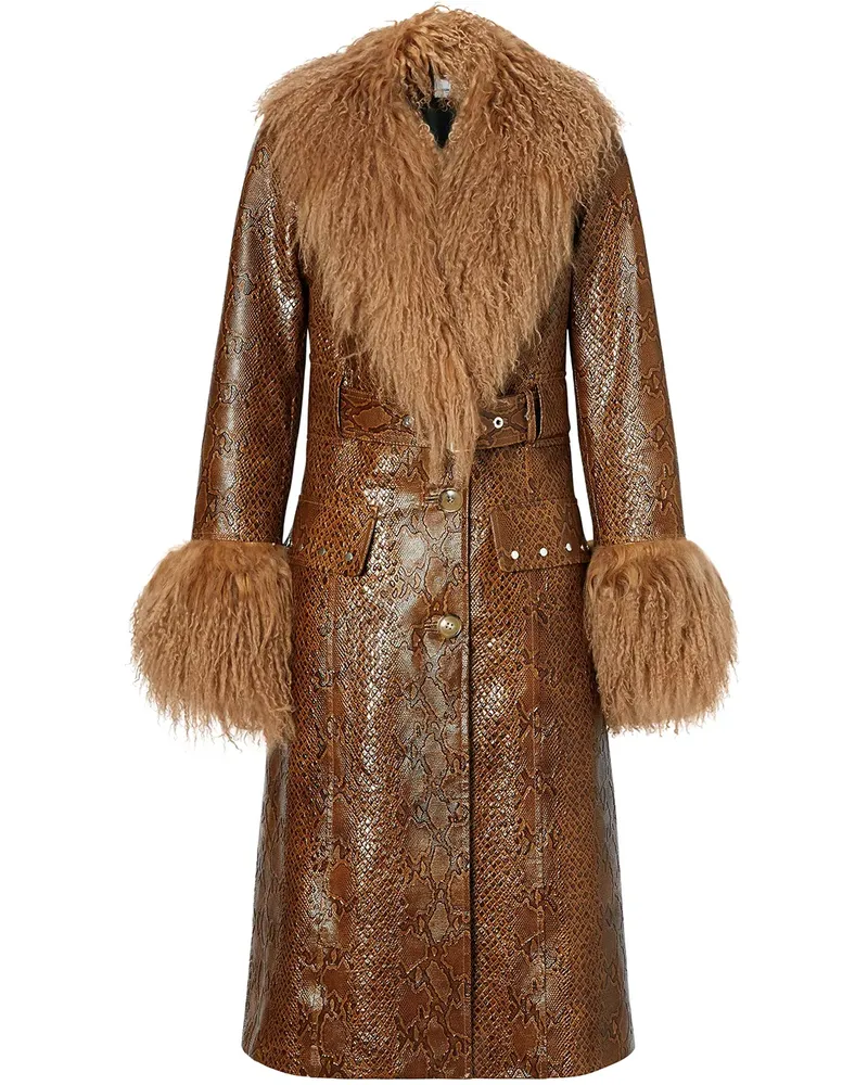 Burberry Pelzbesatz-Jacke mit Schlangen-Effekt - Braun Braun
