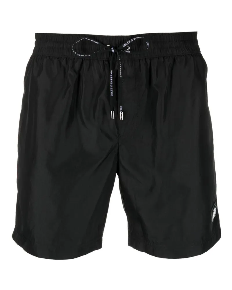 Dolce & Gabbana Badeshorts mit Logo-Applikation - Schwarz Schwarz