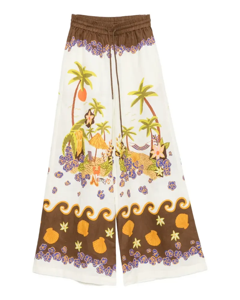 ALEMAIS Island Cove graphic-print palazzo pants - Nude Nude