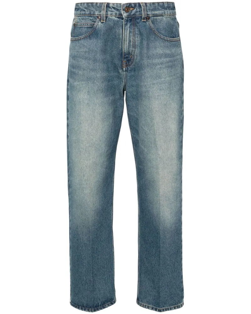 Victoria Beckham Halbhohe Straight-Leg-Jeans Blau