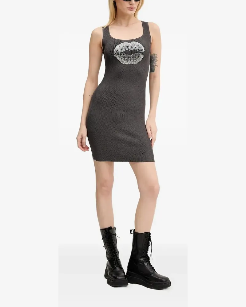 Miss Sixty Geripptes Minikleid - Grau Grau